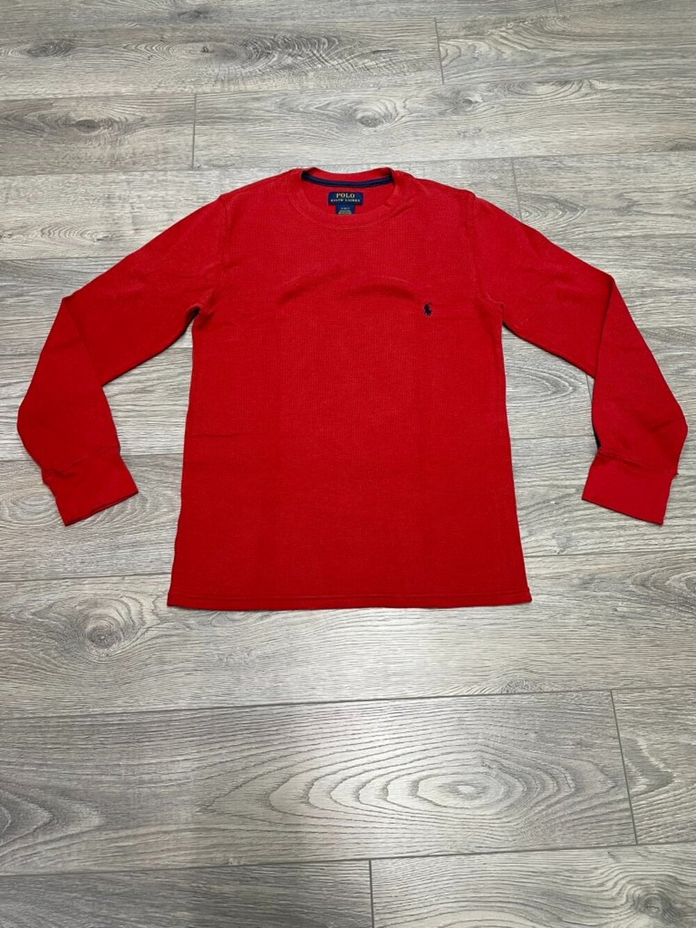 Polo Ralph Lauren Waffle Knit L/S Shirt Red Small RL Pony Logo Thermal Mens